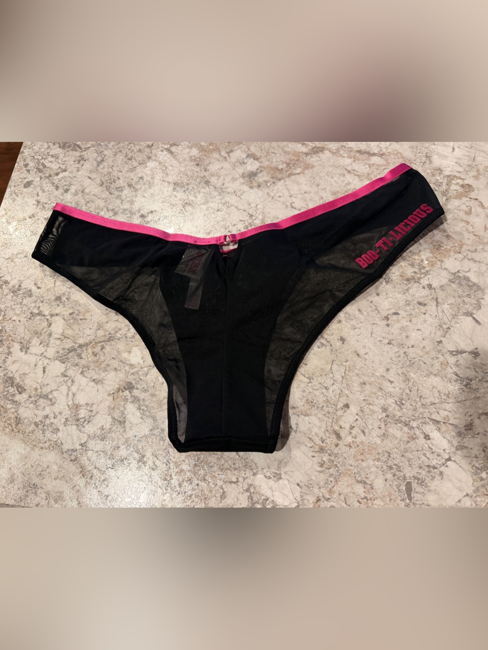 VS PINK HALLOWEEN PANTY Boo-Ti-Licious Large Tanga NWT